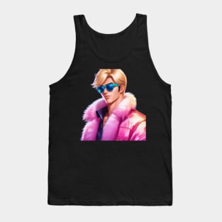 Ken Barbie Doll Fur Coat and Shades Tank Top